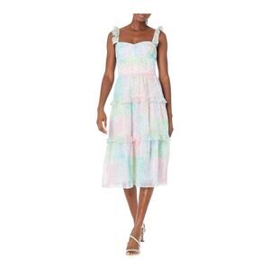 NWT Amanda Uprichard Annette Floral Ruffle Dress Sz S Flowy Pastel Kawaii Fairy